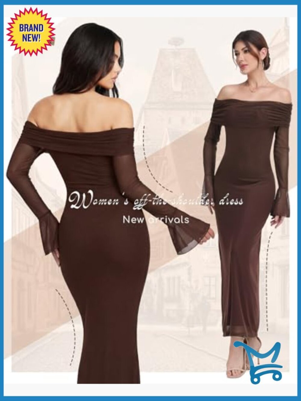 Maternity Off Shoulder Long Sleeve Bodycon Maxi Dress Formal Wedding Guest - Picture 7 of 7